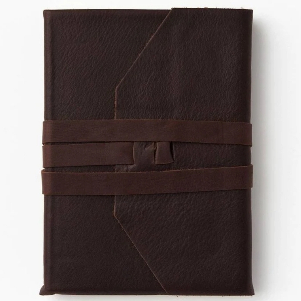 ❤️BUY 2 GET 1 FREE  Wrap Soft Brown Italian Leather Journal Lace Up Tie, Lined